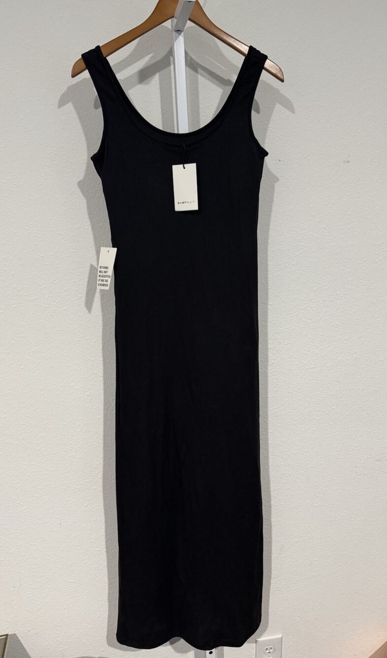 BUMPSUIT The Maternity Black Double Lined Brushed Jersey Midi Dress Size S NWT!